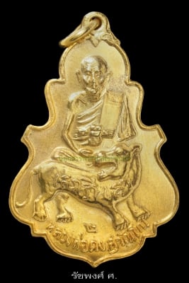 เหรียญใบสาเกรุ่น 2 หลวงพ่อคง วัดวังสรรพรส ปี2518 เนื้อทองแดงกะไหล่ทอง
