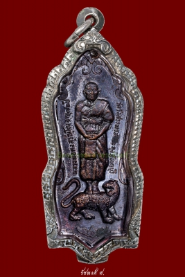 เหรียญตอปิโดยืนหลังเสือ หลวงพ่อคง วัดวังสรรพรส ปี2517 เนื้อทองแดง บล็อคนิยม(นะโมพุทธายะ)