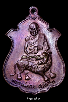 เหรียญใบสาเกใหญ่ หลวงพ่อคง วัดวังสรรพรส ปี2516 เนื้อทองแดงรมมันปู