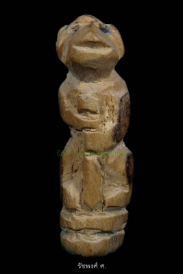 ลิงจับหลักยุคต้น หลวงพ่อฟู วัดบางสมัคร จังหวัดฉะเชิงเทรา แกะจากไม้มะยม